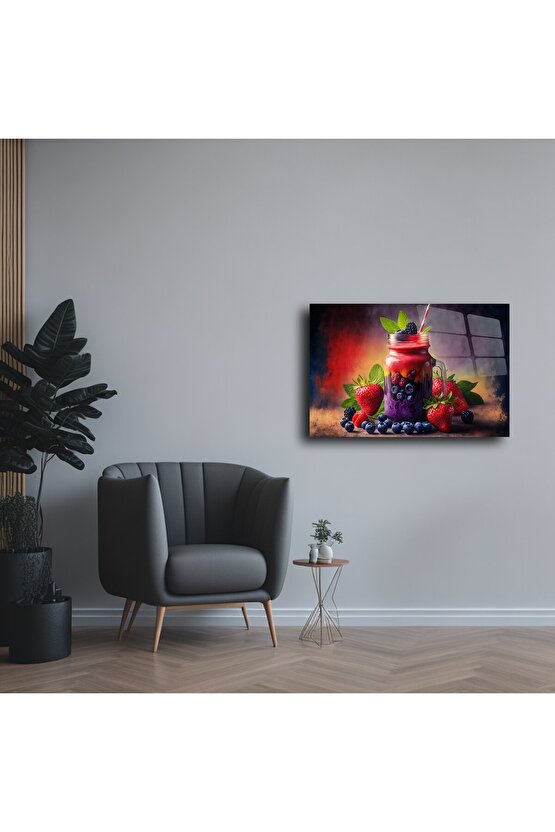 Cam Tablo Meyve Smoothie Duvar Sanatı