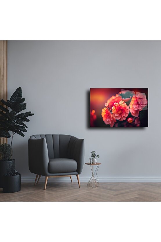 Cam Tablo Çiçek Duvar Sanatı