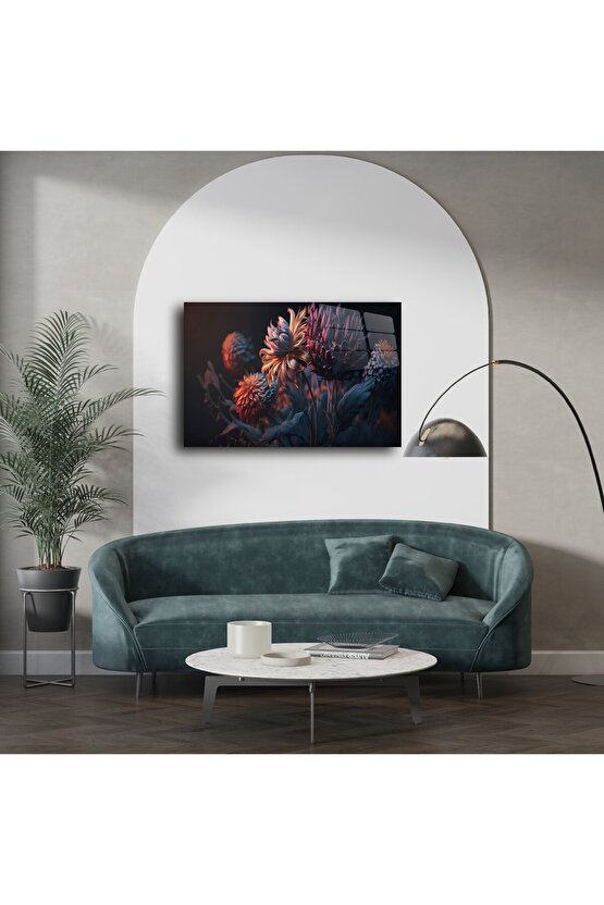 Loş tonlarda çiçek illüstrasyonu tablo