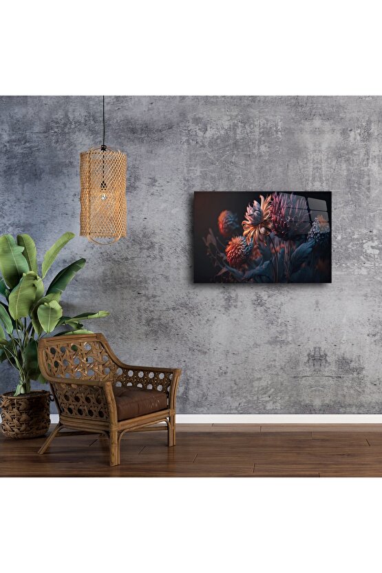 Loş tonlarda çiçek illüstrasyonu tablo