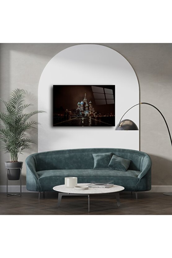 Gece Işıltılı St. Basil Katedrali Cam Tablo