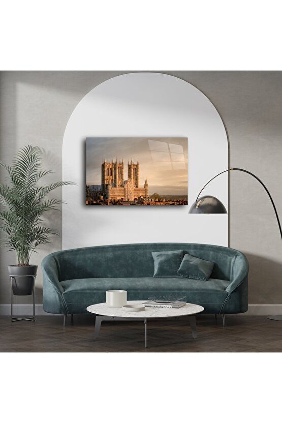 Gotik Mimari Katedral Manzaralı Cam Tablo