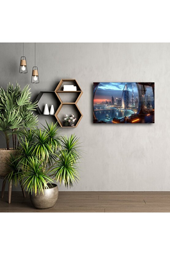 Lüks Futuristik Şehir Manzaralı Duvar Sanatı