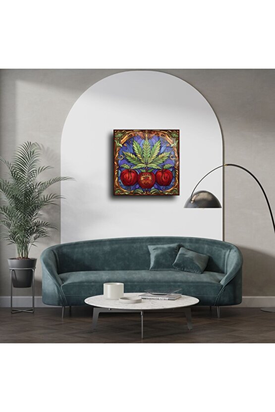 Elma ve Bitki Desenli Duvar Sanatı