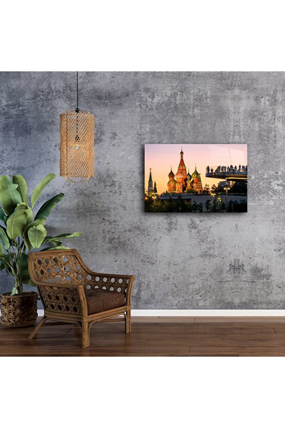 Aziz Vasil Katedrali Gün Batımı Cam Tablo