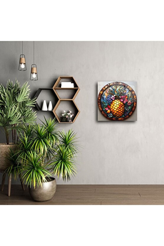 Renkli Ananas Cam Tablo