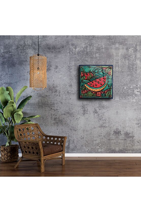 Vintage tarzı seramik karpuz desenli dekoratif duvar panosu