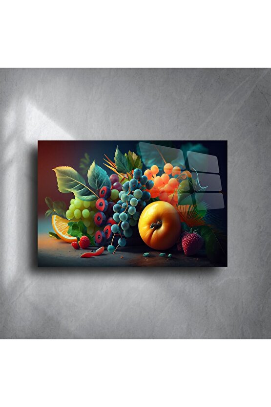 Modern Meyve Sepeti Cam Tablo