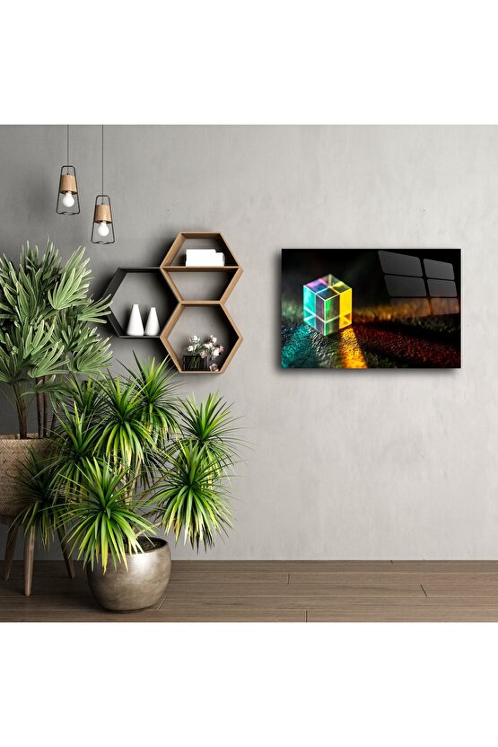 Kristal Cam Küp Prizma Duvar Sanatı