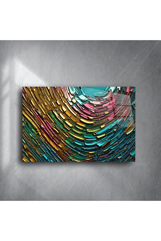 Soyut Renk Dalgaları Cam Tablo