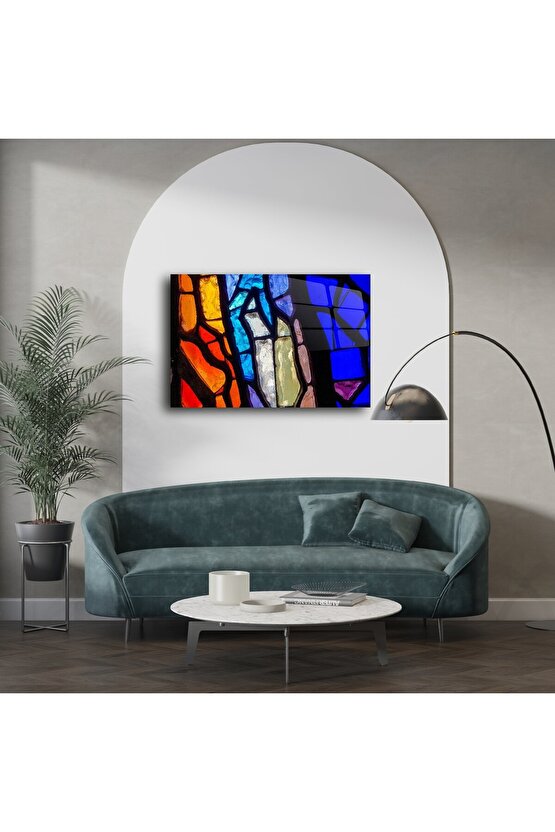 Renkli Soyut Vitray Cam Tablo