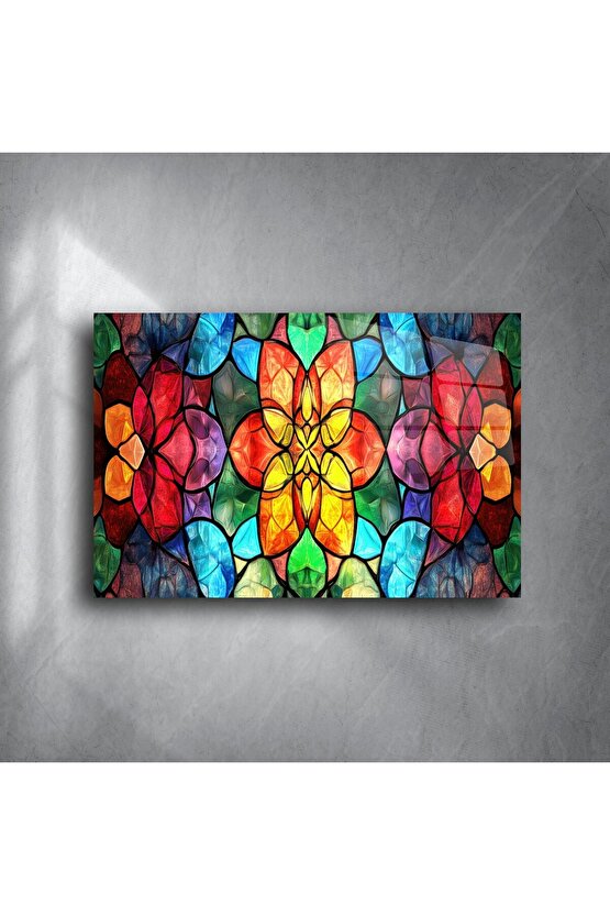 Renkli Çiçekli Cam Tablo