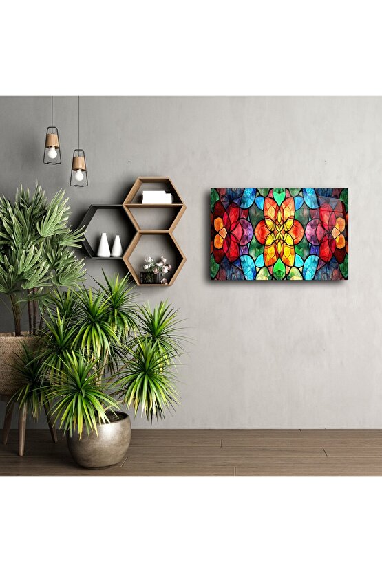 Renkli Çiçekli Cam Tablo