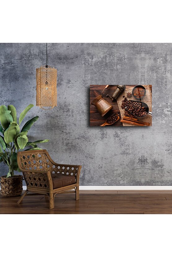 Otantik Kahve Temalı Cam Duvar Tablosu