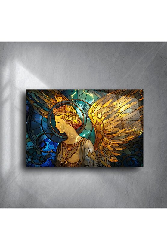 Altın Kanatlı Melek Cam Tablo