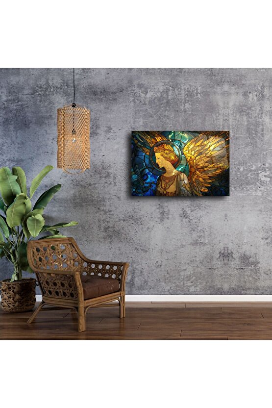 Altın Kanatlı Melek Cam Tablo