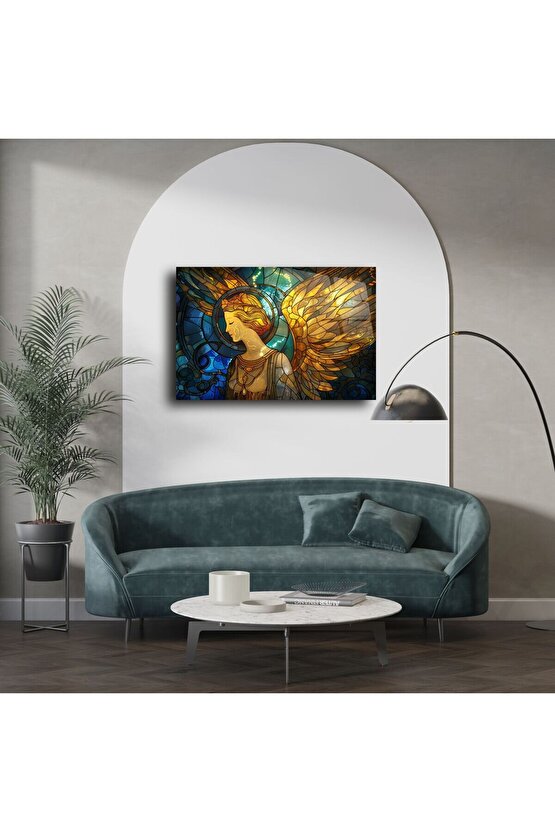 Altın Kanatlı Melek Cam Tablo