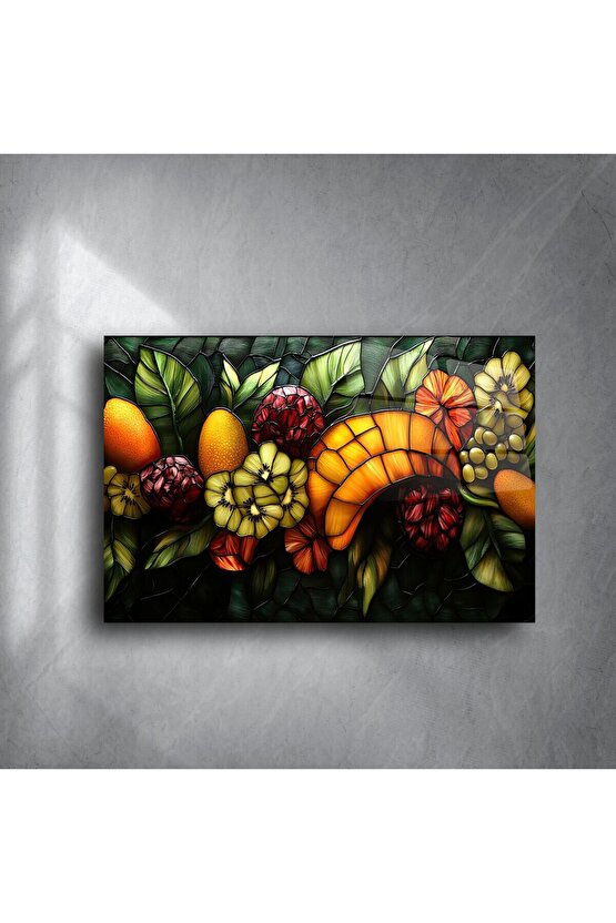 Renkli Vitray Cam Meyve Tasarımı