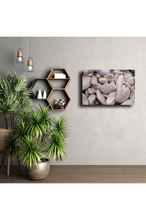 Düz Bej Nehir Çakılı Duvar Sanatı