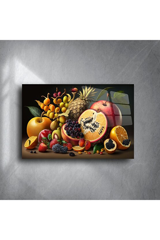 Tropik Meyve Temalı Temperli Cam Tablo
