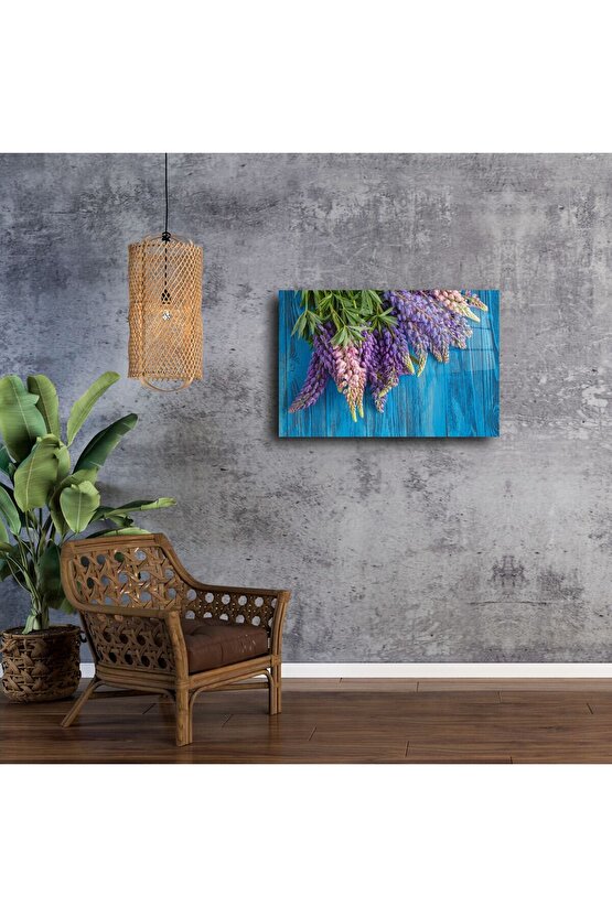 El Yapımı Mor ve Pembe Lupin Çiçek Tablosu