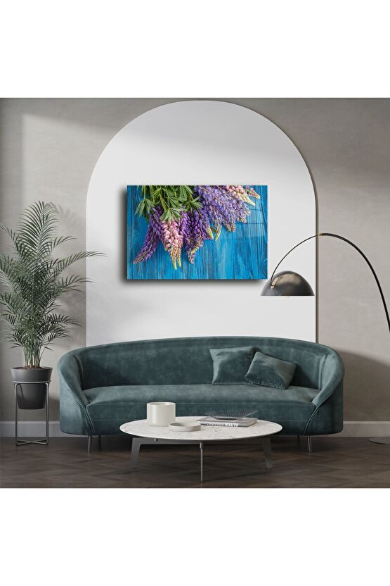 El Yapımı Mor ve Pembe Lupin Çiçek Tablosu