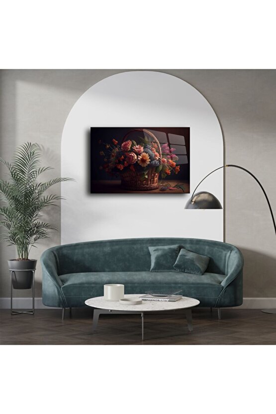 Rustik Sepetli Yapay Çiçek Aranjmanı