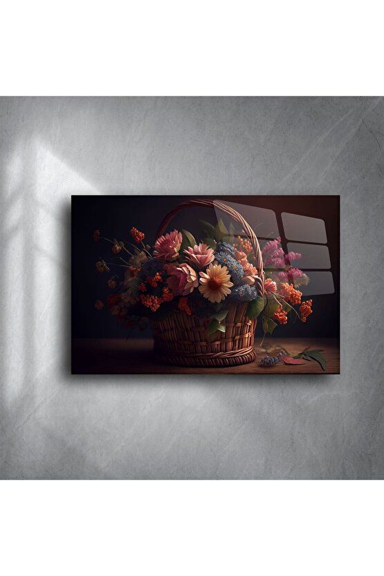 Rustik Sepetli Yapay Çiçek Aranjmanı