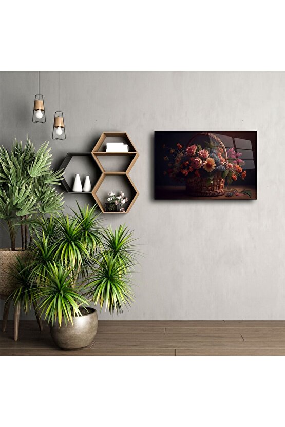 Rustik Sepetli Yapay Çiçek Aranjmanı