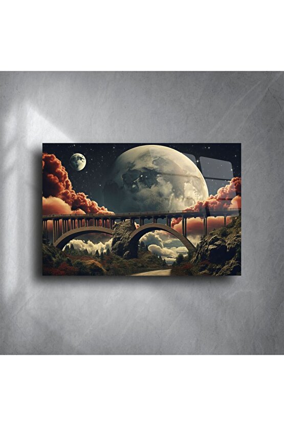 Modern Fantastik Manzara Cam Tablo