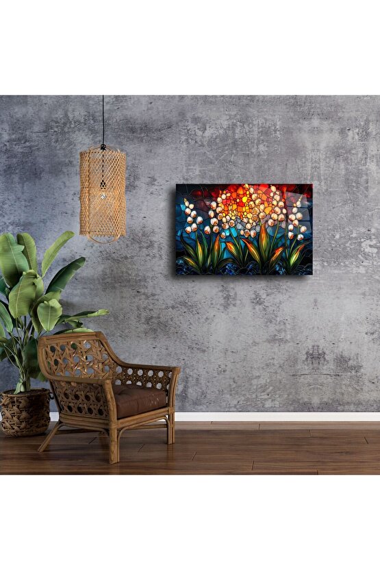 El Yapımı Renkli Cam Mozaik Lale Tablosu
