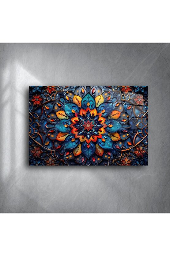 Mandala Çiçek Vitray Sanat Paneli