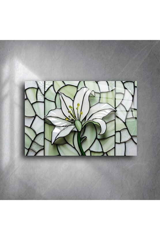 El Yapımı Vitray Zambak Duvar Sanatı Paneli