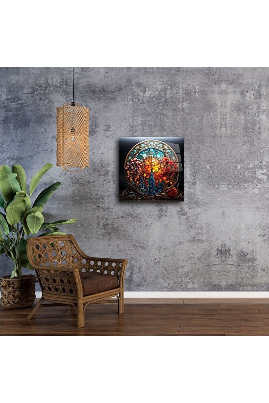 Gotik Vitray Stil Cam Duvar Tablosu