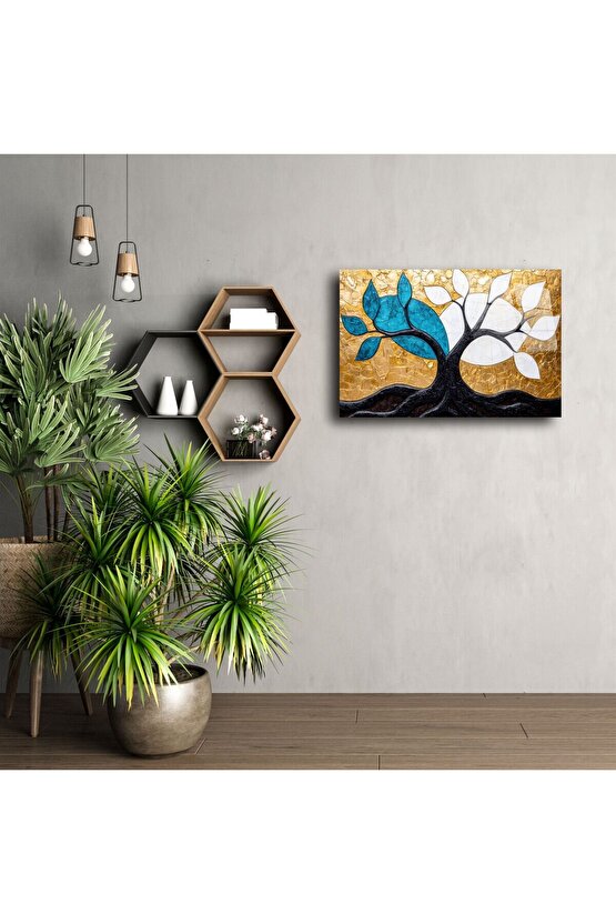 Altın Doku Cam Tablo