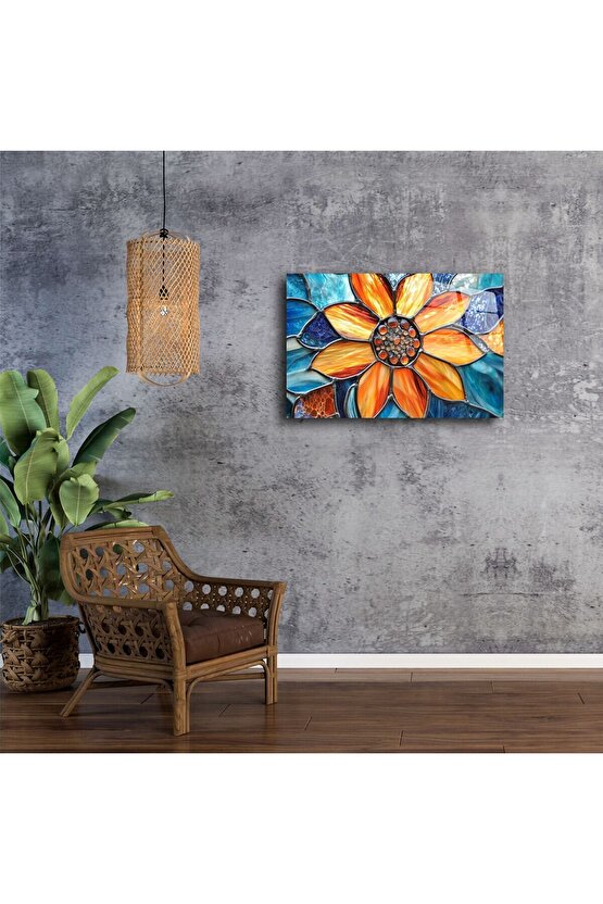 El Yapımı Renkli Cam Mozaik Çiçek Duvar Sanatı