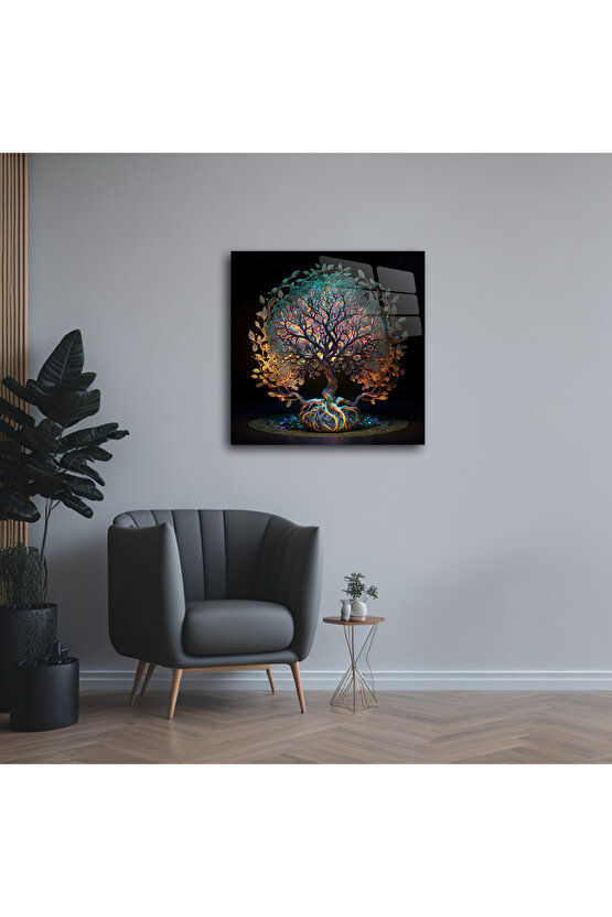 Hayat Ağacı Görseli Cam Tablo Duvar Dekoru 6