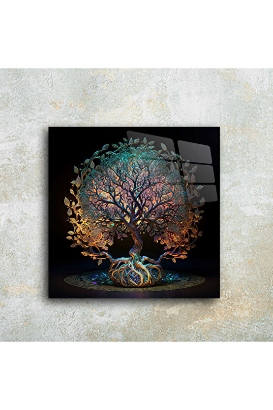 Hayat Ağacı Görseli Cam Tablo Duvar Dekoru 6