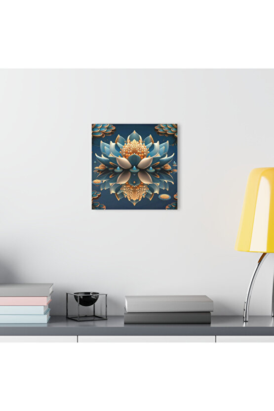 Lotus Çiçeği Cam Tablo Duvar Dekoru Model 1