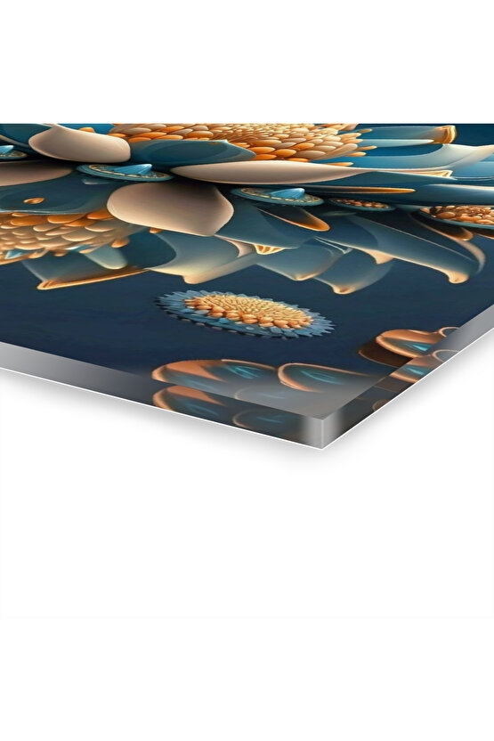 Lotus Çiçeği Cam Tablo Duvar Dekoru Model 1