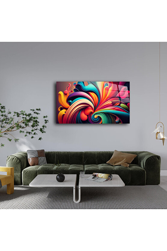 Karışık Desenler Cam Tablo Duvar Dekoru 14