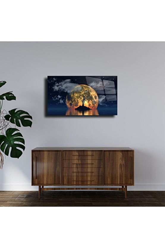 Gece Manzarası Cam Tablo Duvar Dekoru