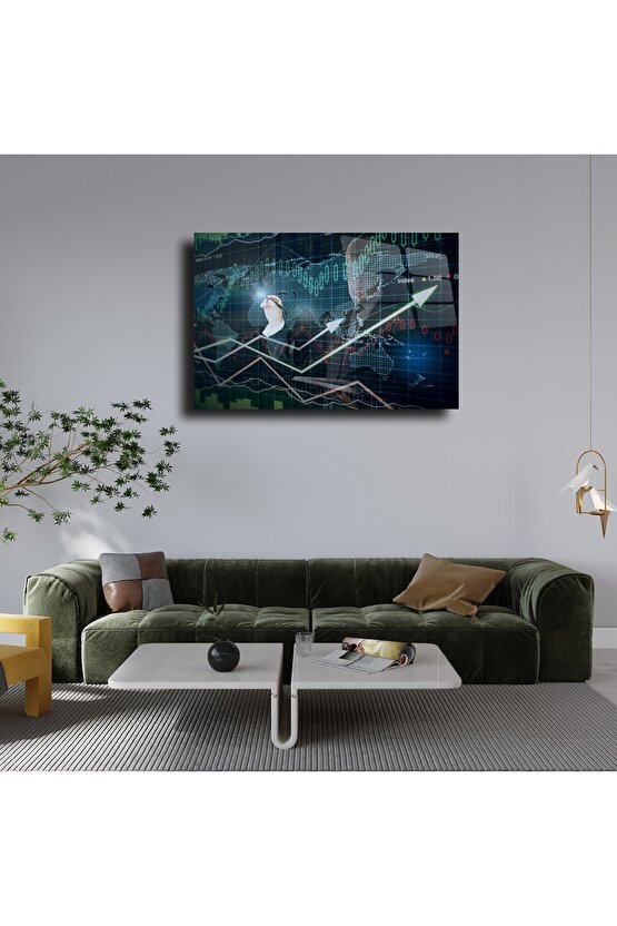 Borsa Hisse Coin Mum ve Grafikleri Cam Tablo Duvar Dekoru 9