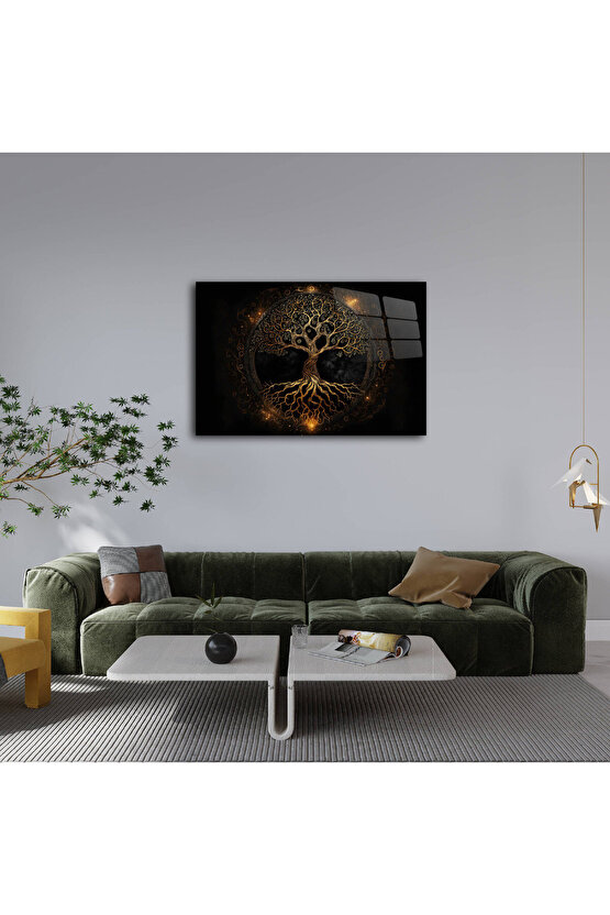 Hayat Ağacı Görseli Cam Tablo Duvar Dekoru 1