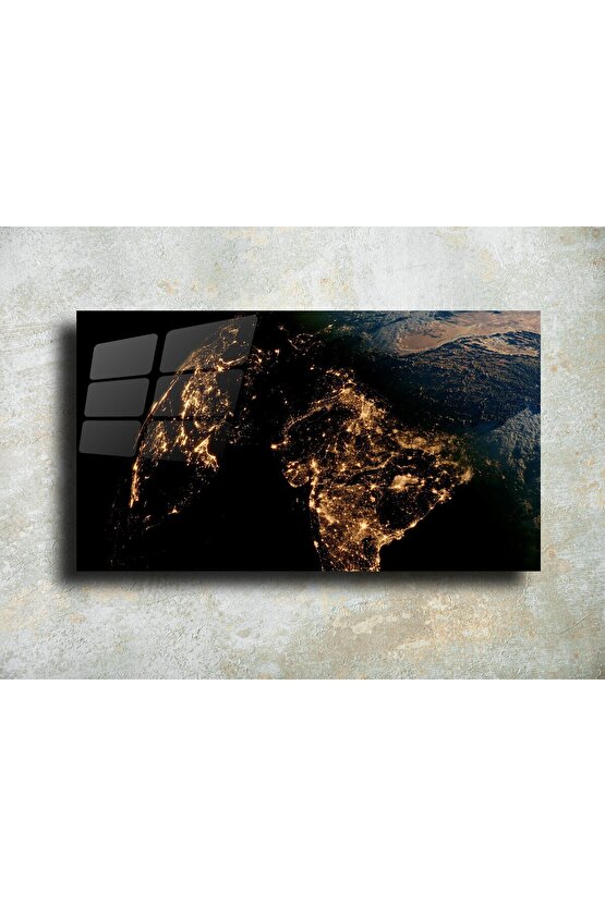 Dünya Temalı Cam Tablo Duvar Dekoru 1