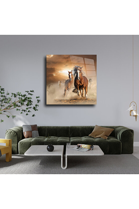 At Temalı Cam Tablo Duvar Dekoru 3