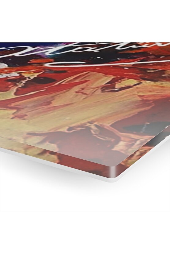 Sulu Boya Efektli Atatürk Cam Tablo Duvar Dekoru