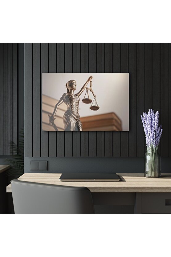 Adalet Terazisi Cam Tablo Duvar Dekoru 4