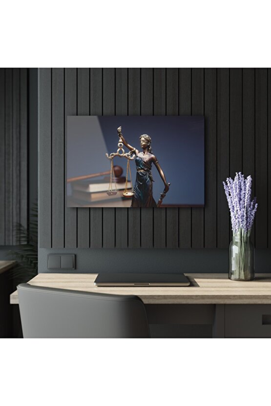Adalet Terazisi Cam Tablo Duvar Dekoru 3