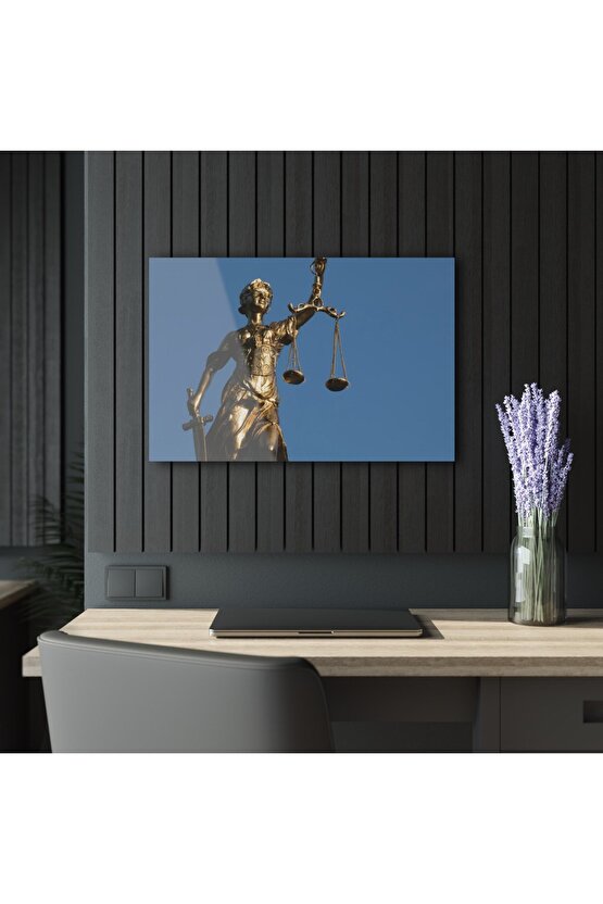 Adalet Terazisi Cam Tablo Duvar Dekoru 1